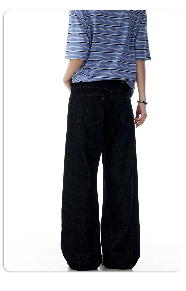Red Edge Black Original Jeans Unisex Simple A-Line Straight Loose Long Pants