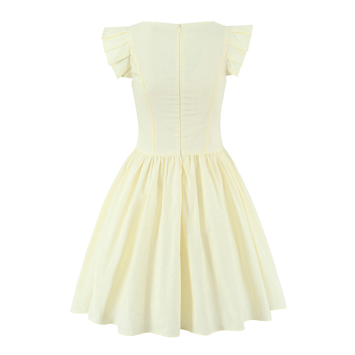Wide Neck Short Sleeve A-Line Cotton Embroidery Dress