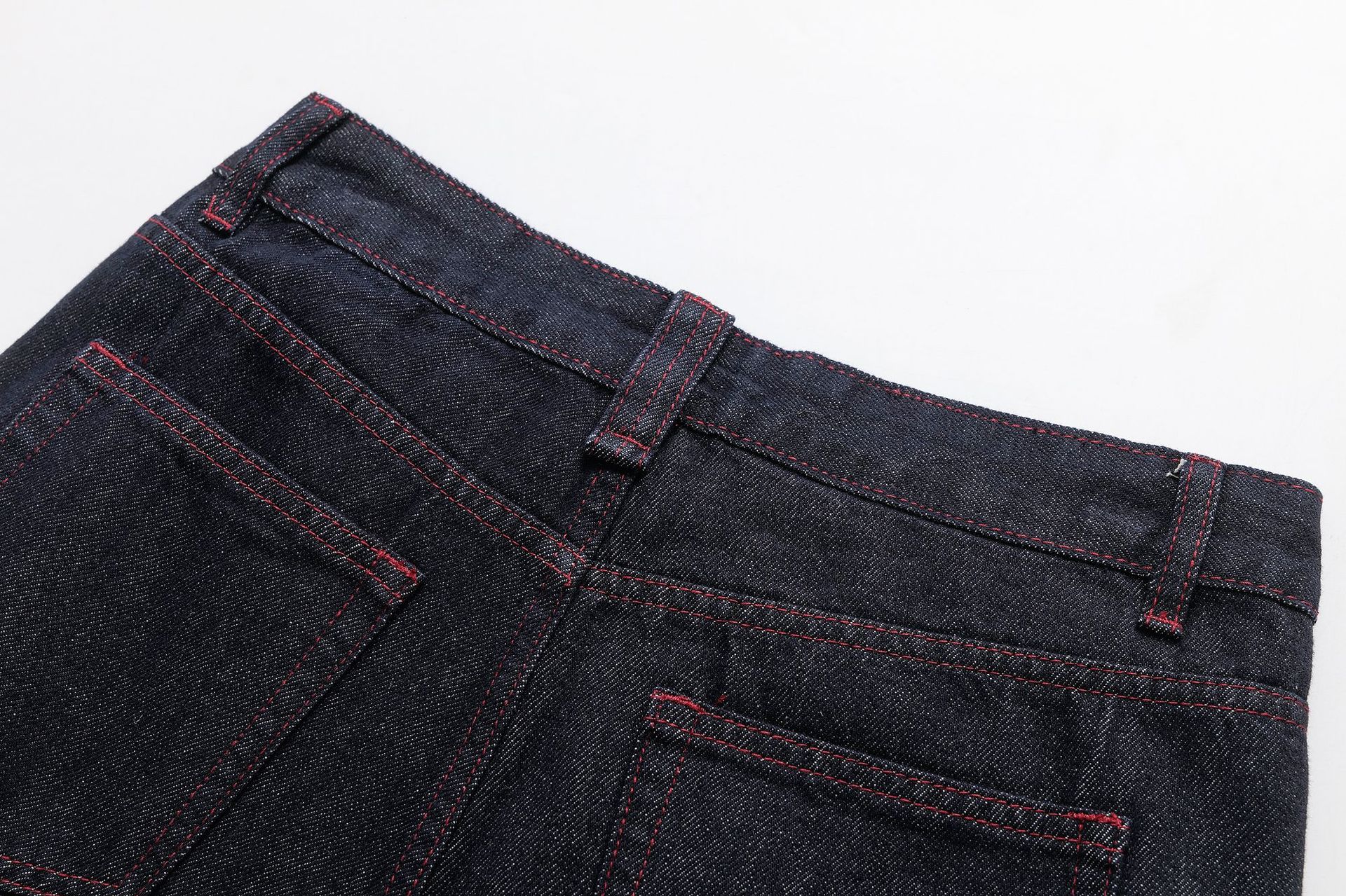 High waisted straight leg slim fit red line wide leg jeans