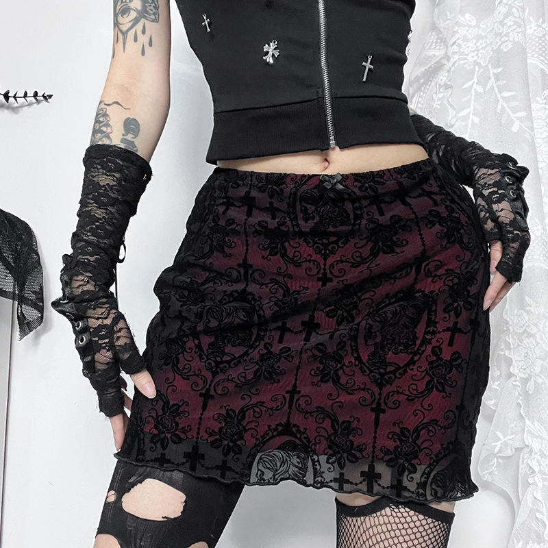 Private Celebrity Fitted Layered Above-Knee Polyester Print Skirt