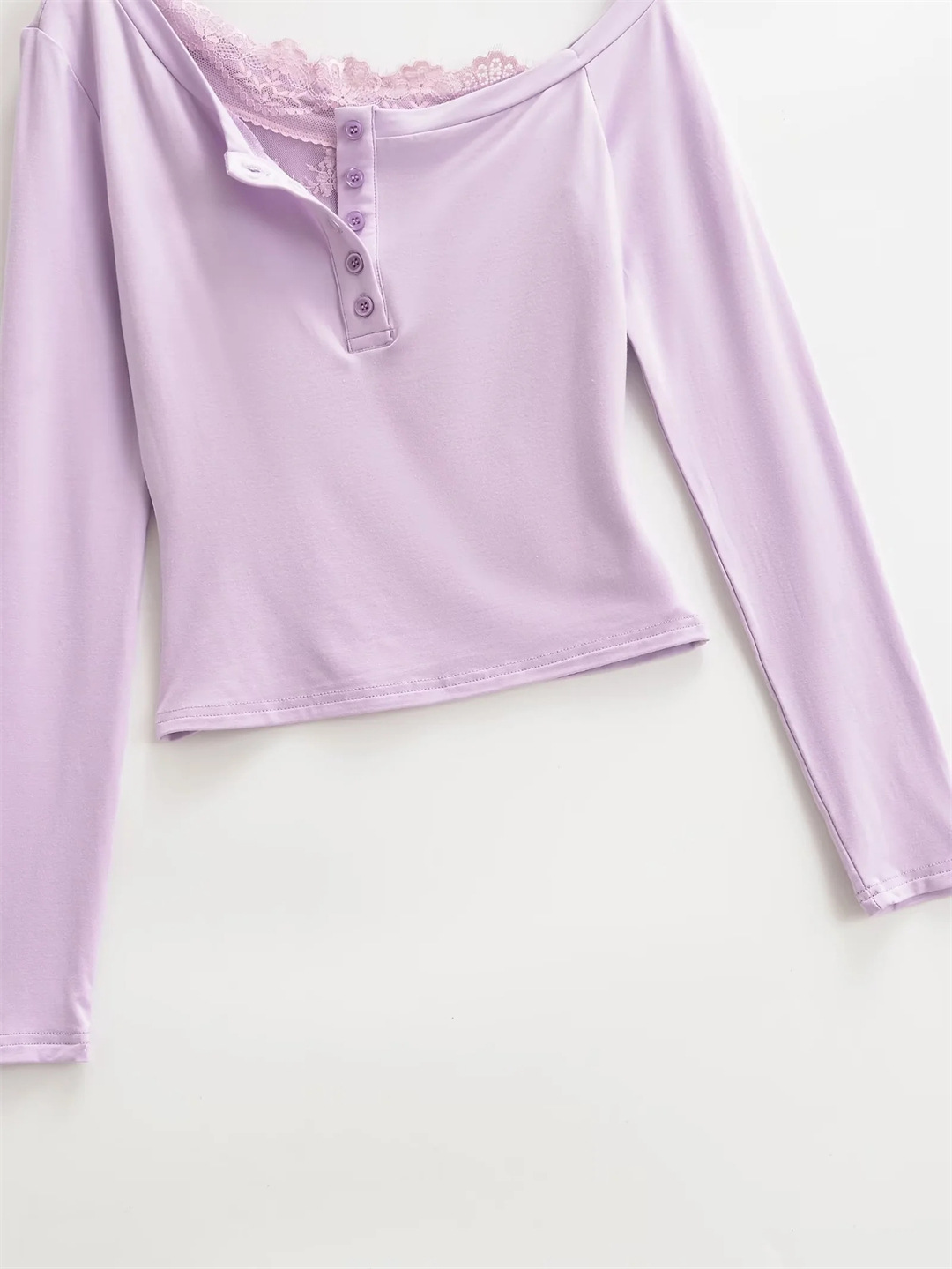 Ladies Plain Fitted Wrist-Length Angled Neck Tee