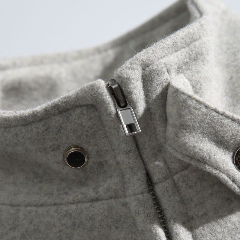 Plain Wool Oversized High Neck Jacket