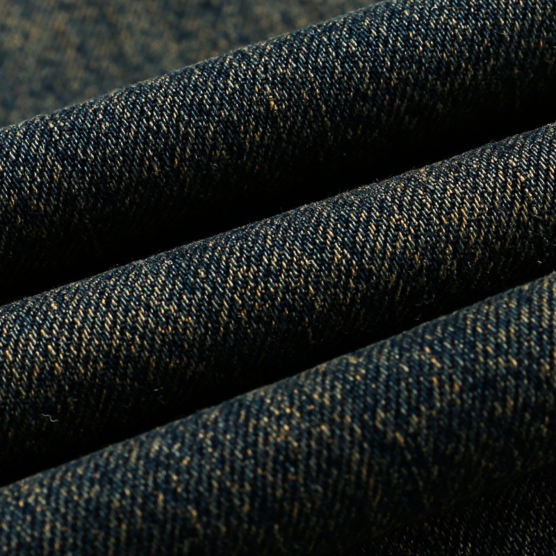 Washed Yellow Mud Color Distressed Loose Straight Leg Jeans