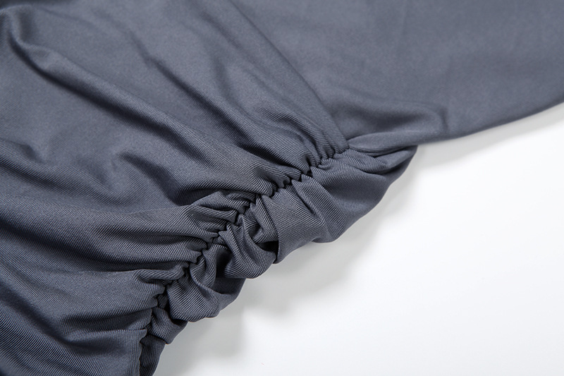 Stretch High-Waist Gathered Full Sleeve Dress