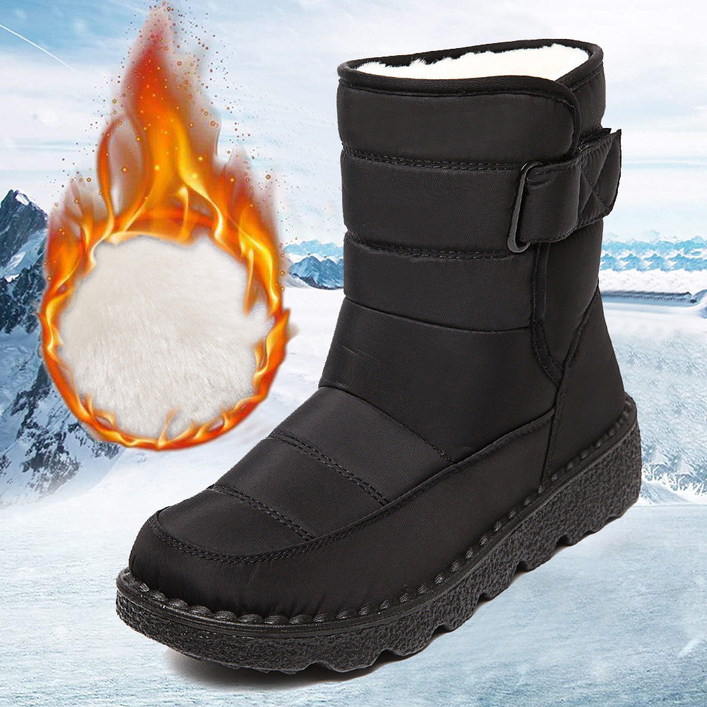 Winter New Snow Boots Women's High Top Waterproof Cotton Shoes Casual Short Tube Plush Plus Large Cotton Boots 43 Amazon