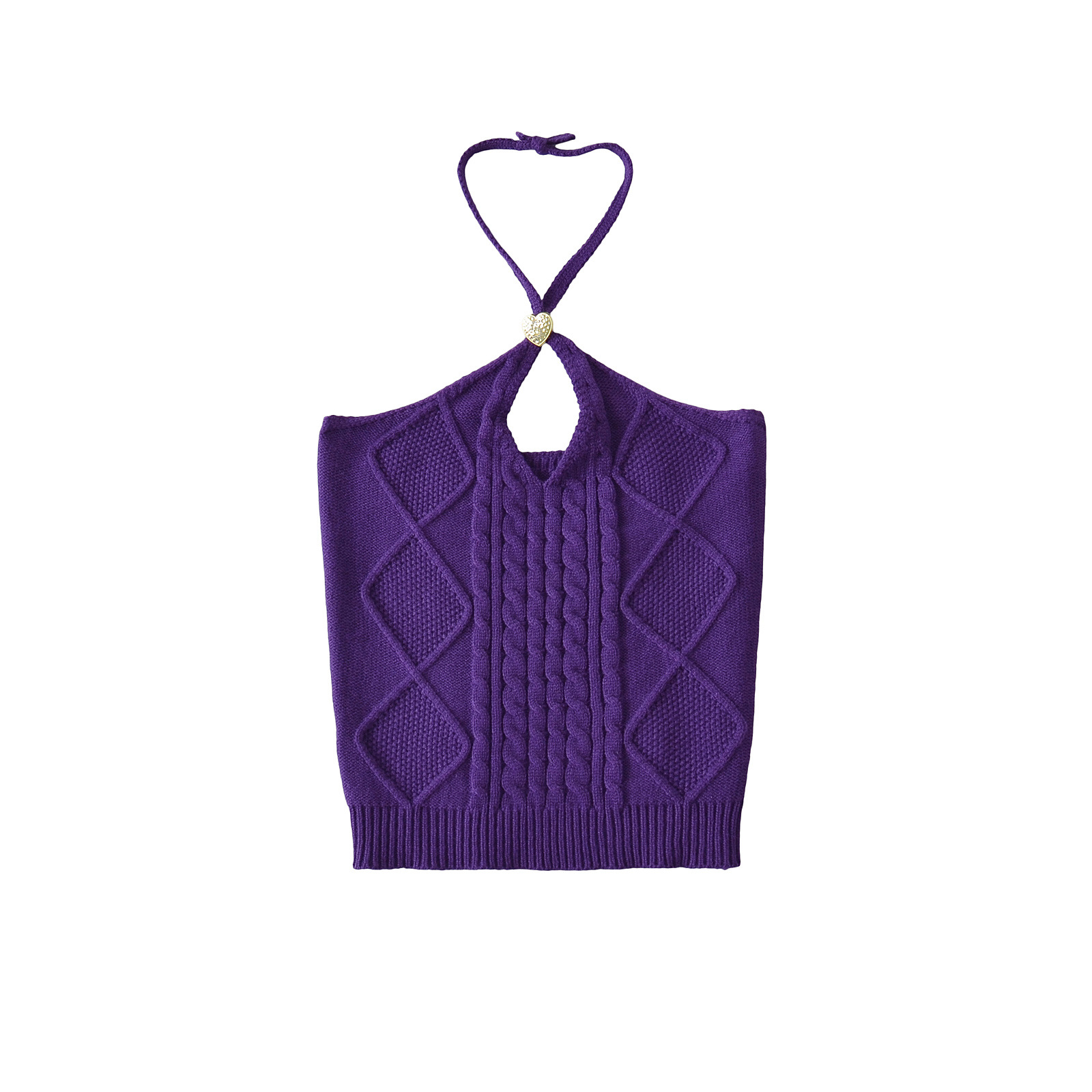 Hollow-out Knit Halter Strapless Camisole