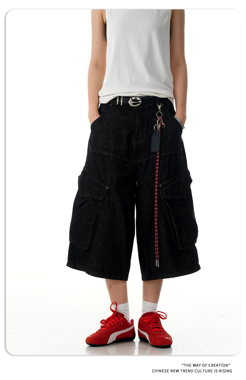 Denim Pants for Men and Women Straight Fit Casual with Multiple Pockets Loose Fit