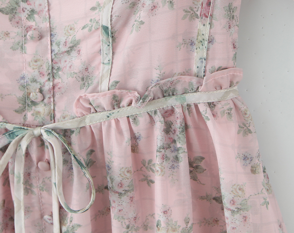 Square Neck Botanical Print Short Puff Resort Dress