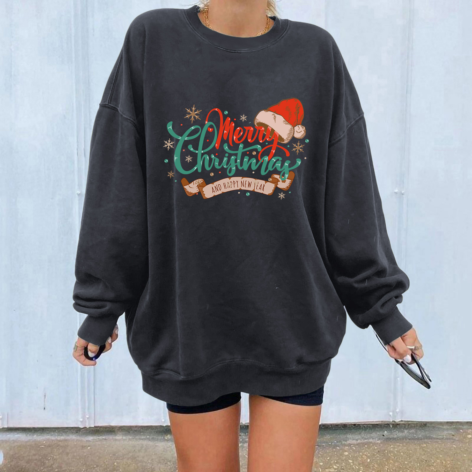 Ladies Japanese Style Oversized Long Sleeve Graphic Sweatshirt