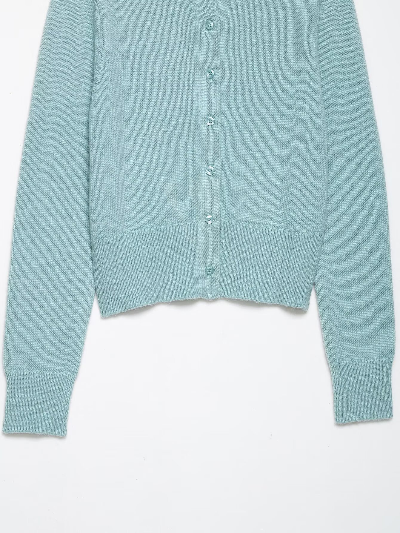 Plain Button-Front Long Sleeve Polyester Sweater