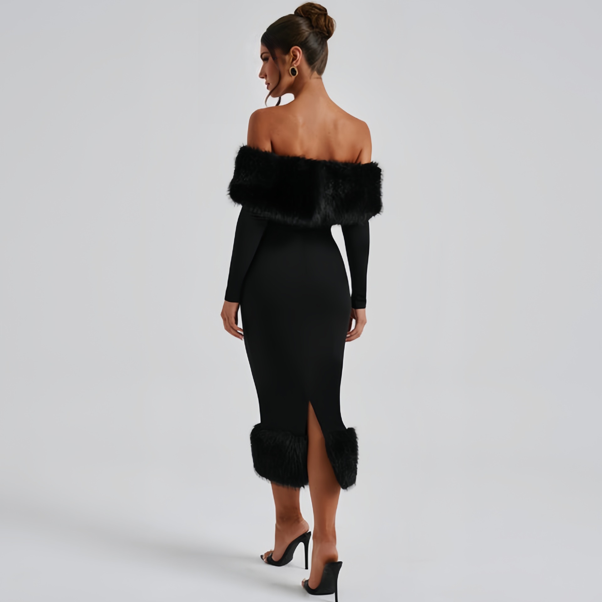 One neck long sleeved temperament slim fit dress
