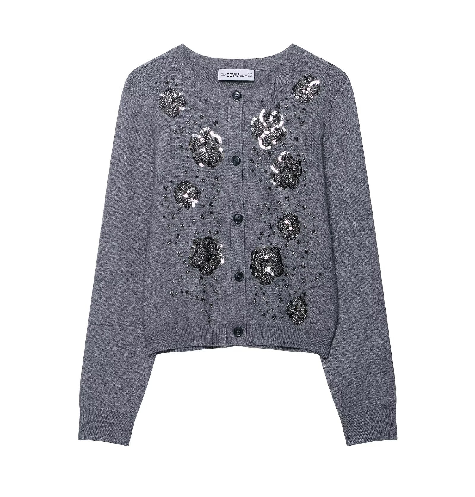 Embellished Polyester Streetwear Cardigan