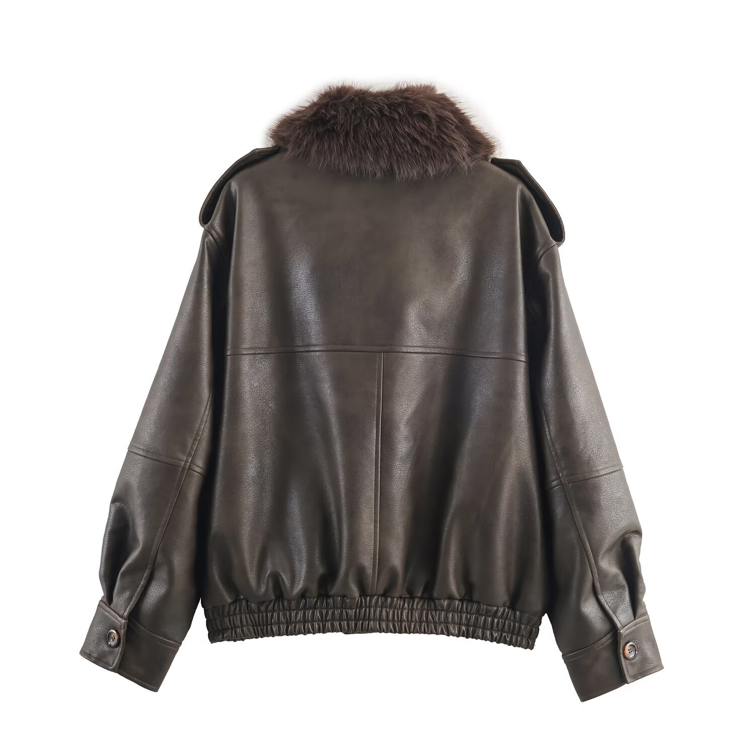 Anti suede effect detachable collar jacket