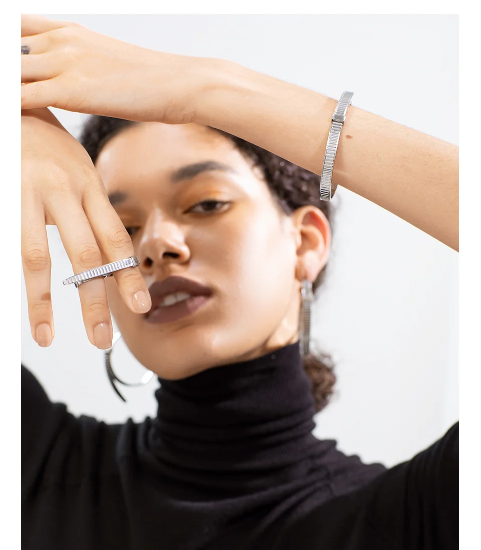 Cable Tie Knot Rings For Women Stainless Steel Gold Color Two Finger Ring Fashion Jewelry