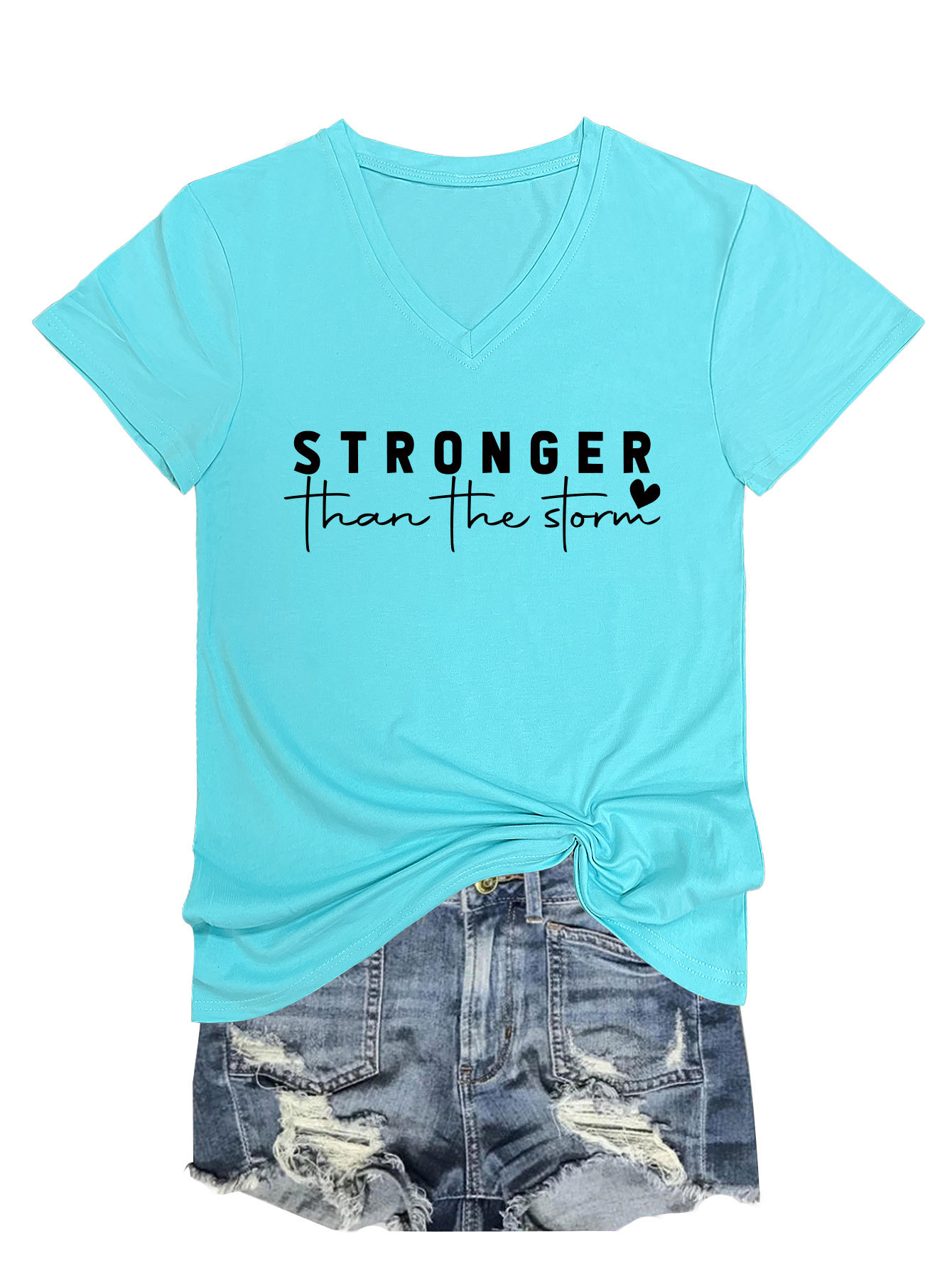 Geometric Print Plunge Front Ladies Tee