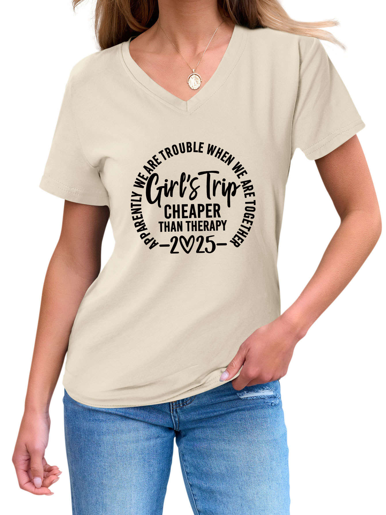 Ladies Crew Geometric Print T-Shirt