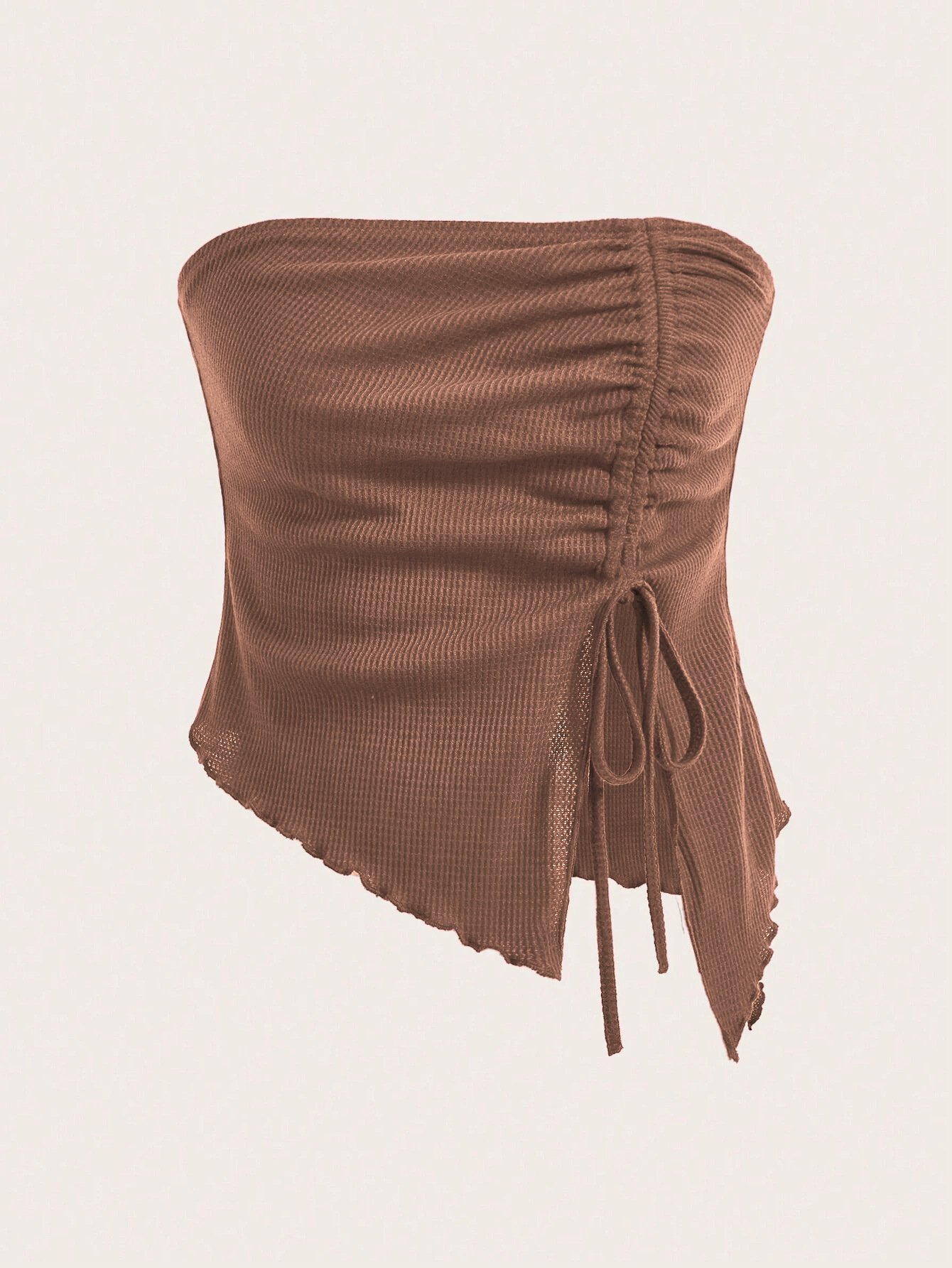 Fitted Collar Neck Tie Front Asymmetric Vest Top