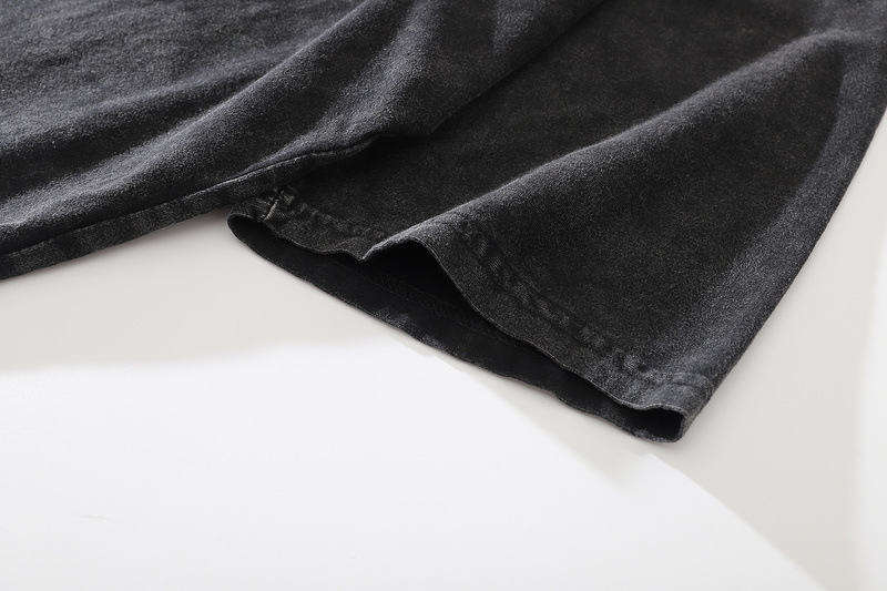 Black Washed Trendy Printed Short Sleeve T-Shirt Pure Cotton Loose Top for Men