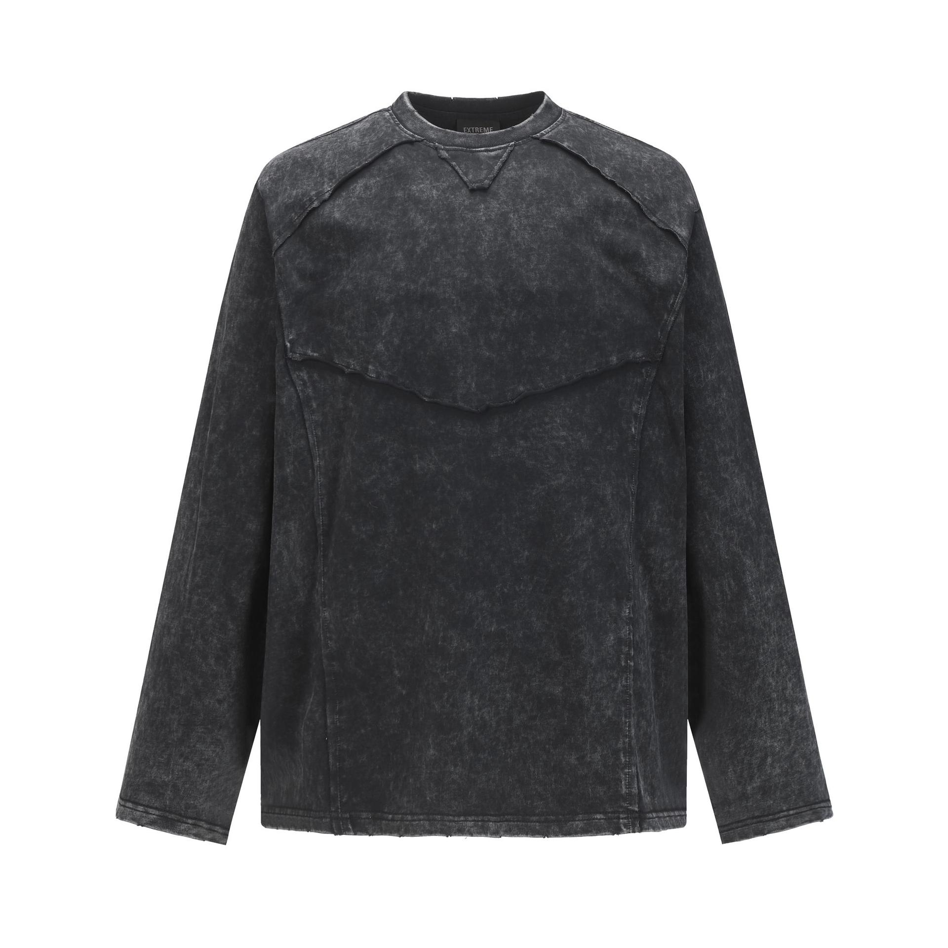 Faded Cotton Long Sleeve Patchwork Hoodie