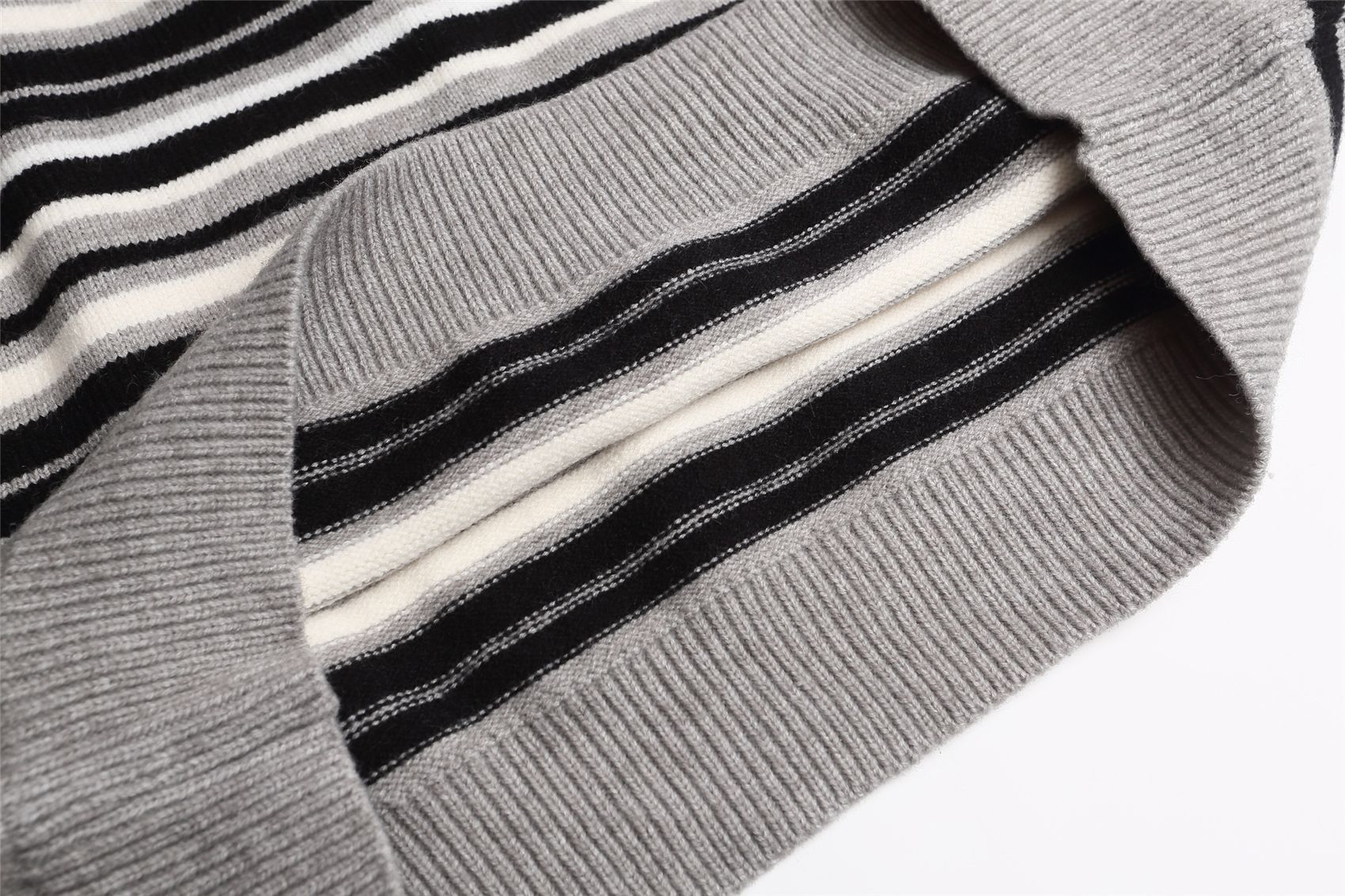 Unisex Oversized Stripe Henley Sweater