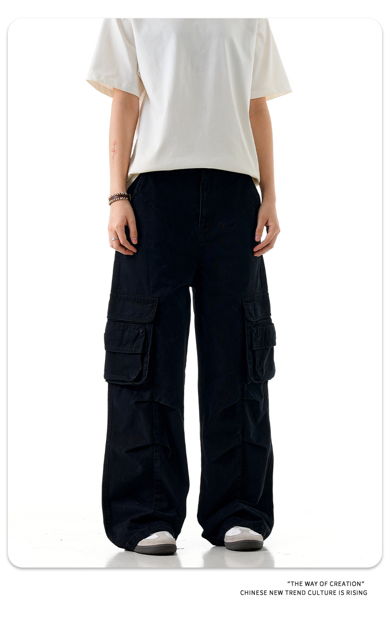 Multiple Pockets for Men and Women Slimming Straight Leg Casual Trousers