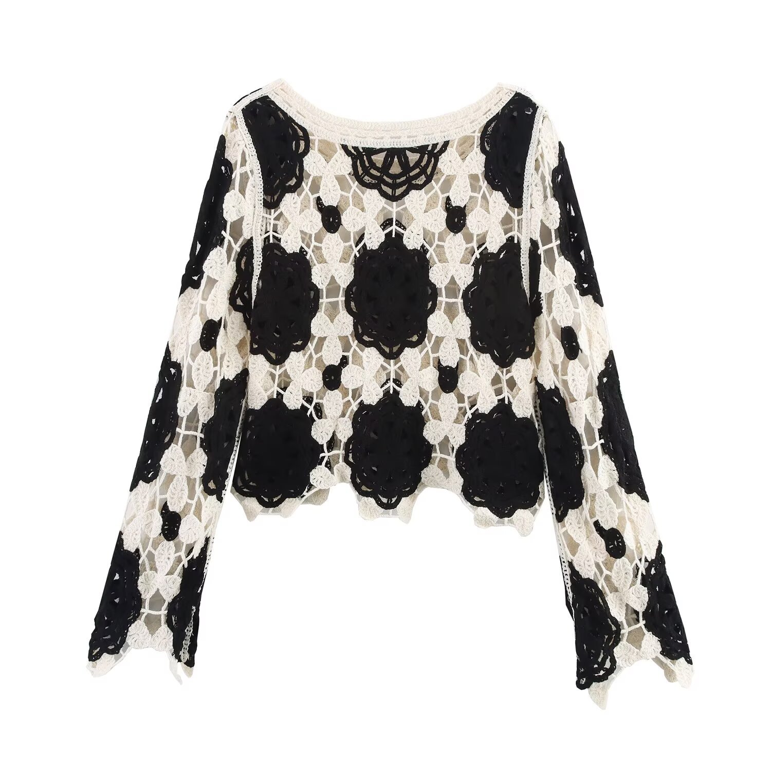 Polyester Long Bell Crew Sweater