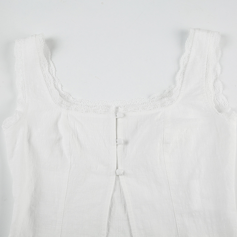 Geometric Neckline Eyelet Closure Paneled Vest
