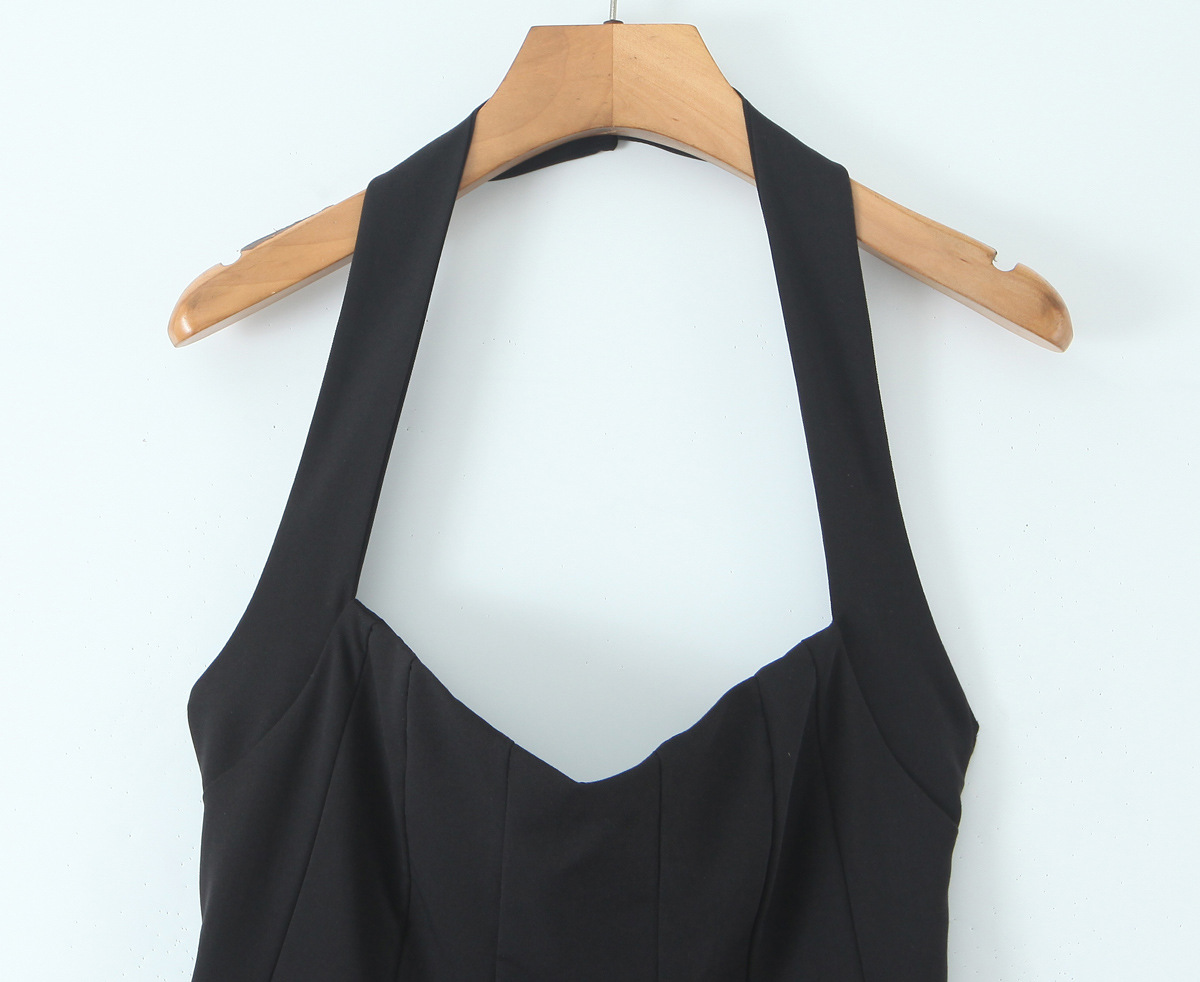 Solid Polyester Sleeveless Strap Commute Dress