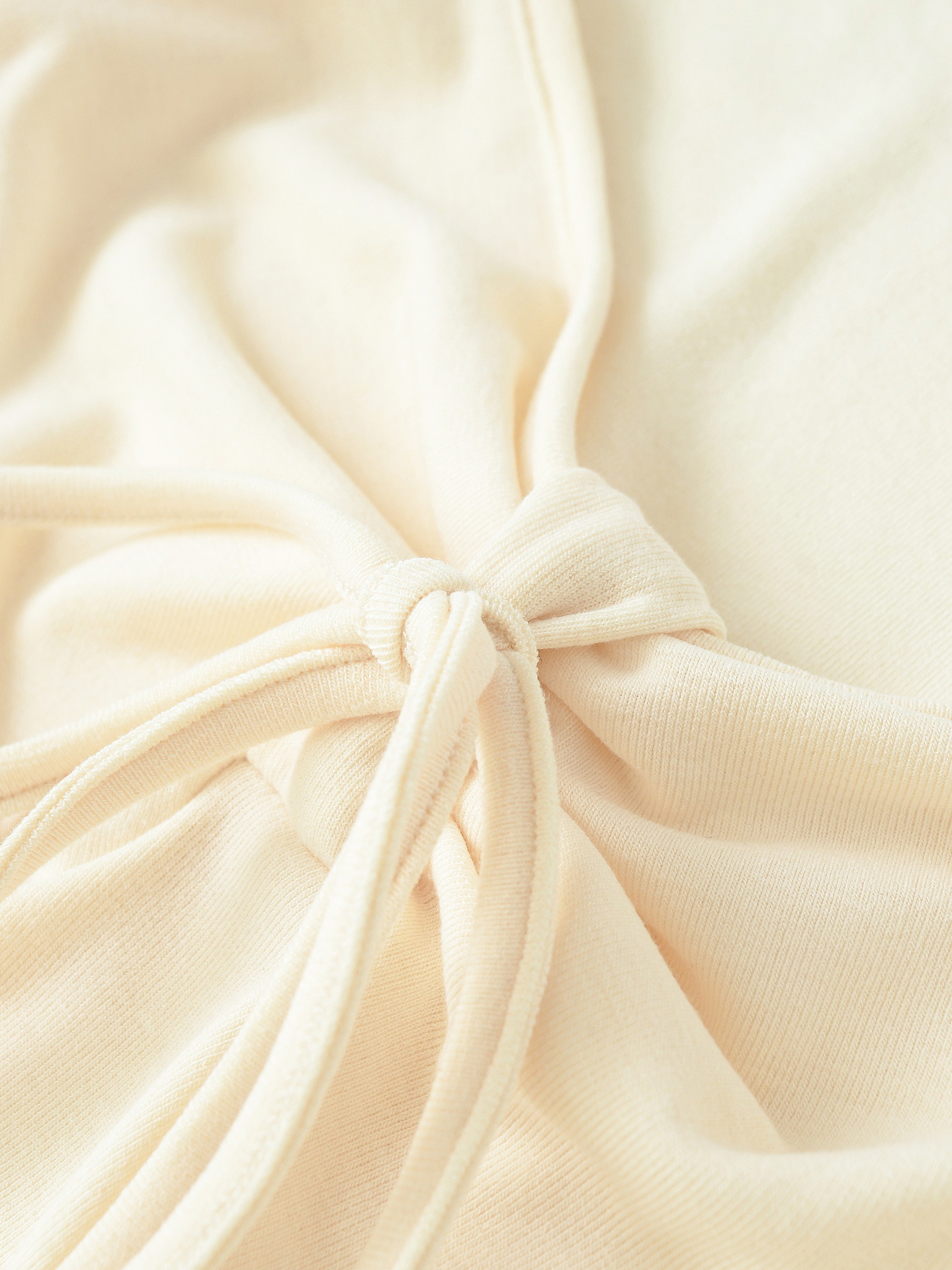 Deep Plunge Draped Ribbon Full-Sleeve Tee