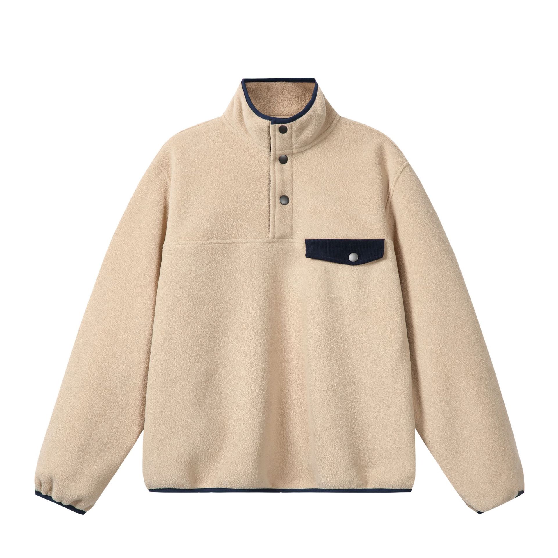 Two-Tone High Neck Polyester Hoodie