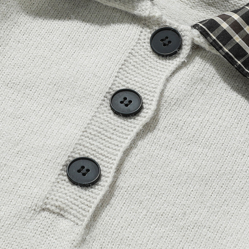 Men's Two-Tone Button-Neck Sweater