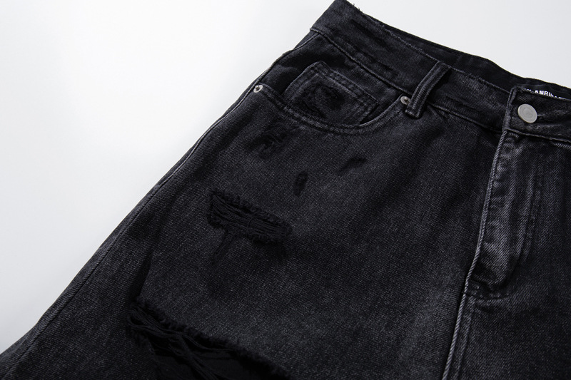 Denim Pants Loose Wide Leg Men High Street Post-Apocalyptic Style Ripped Design Plus Size Trendy Brand Original Dark Hip Hop Straight Leg Pants