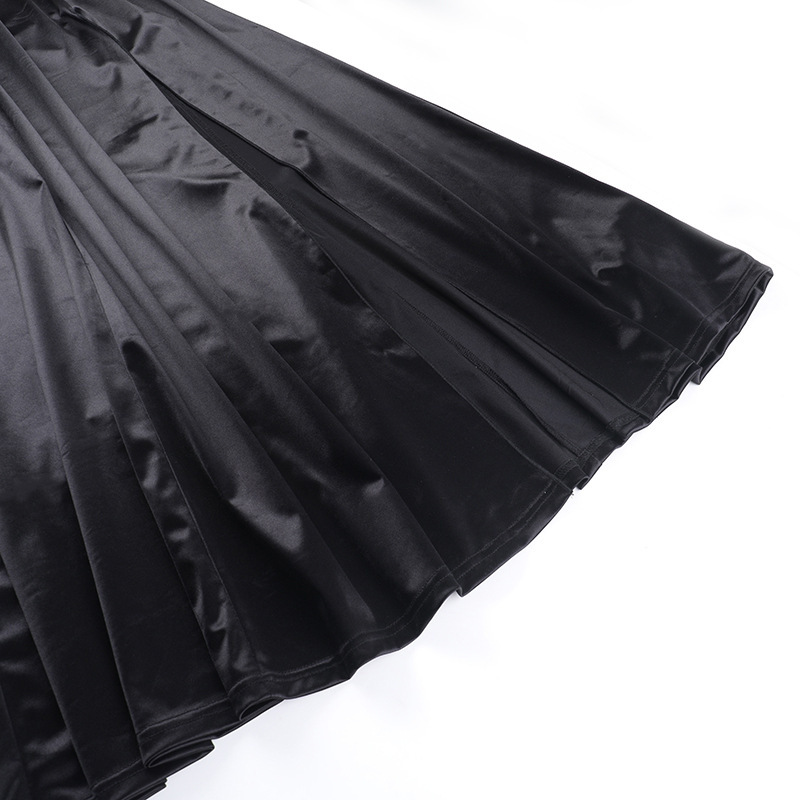 Polyester Box Neck Gathered Split Dress