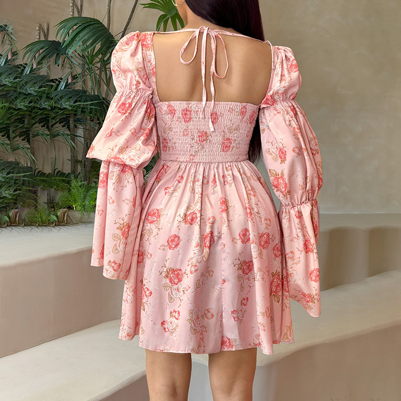 Bodycon Square Neck Full Sleeve High Waist Dress