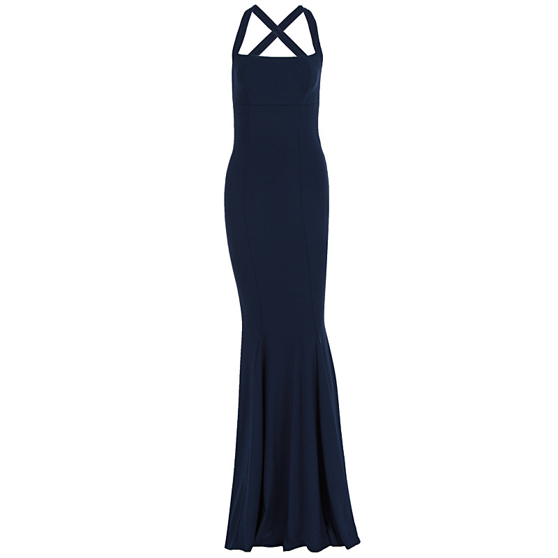 Square Neck Sleeveless Fitted High-Rise Open Back Dress