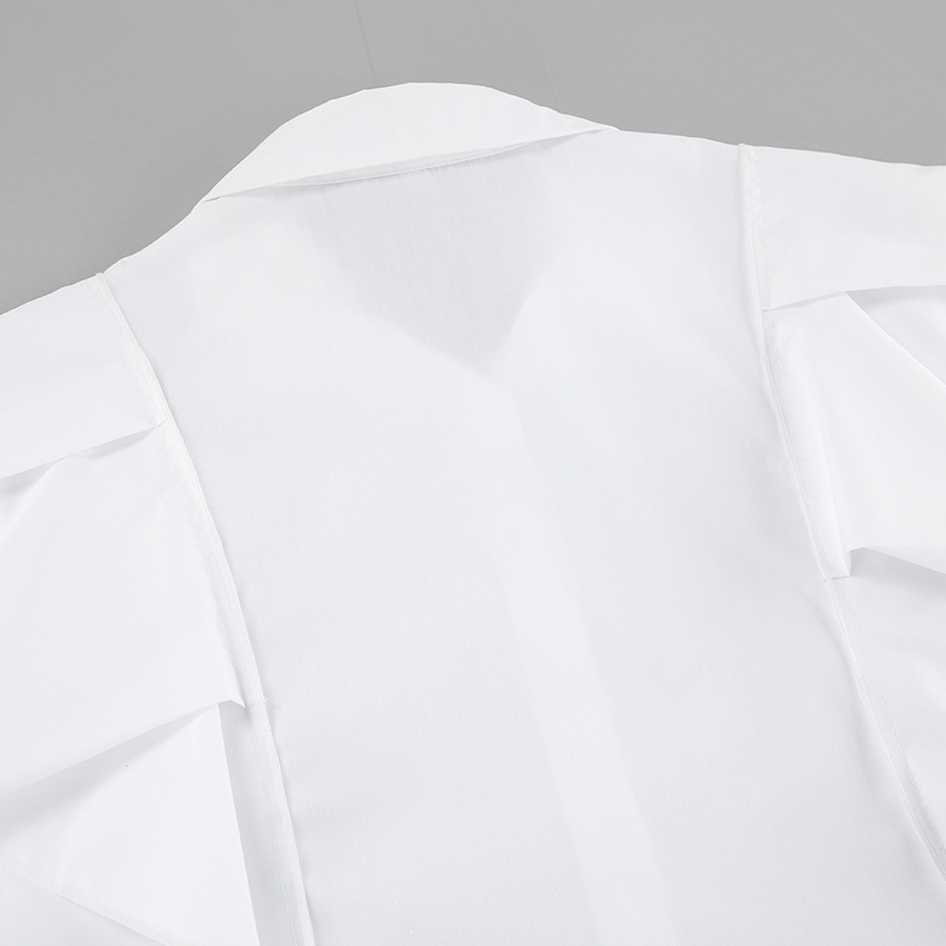 Office Cotton Polyester Lapel Relaxed Fit Top