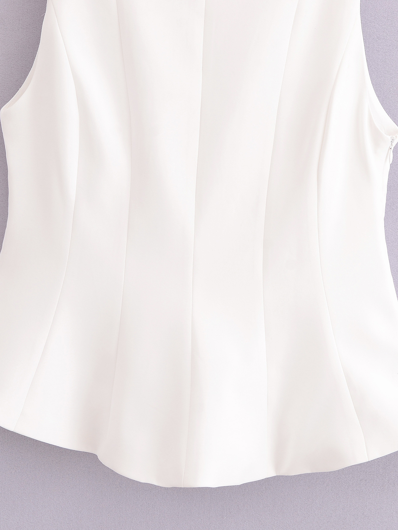 Sleeveless Solid Contemporary Flared Hem Tie Top