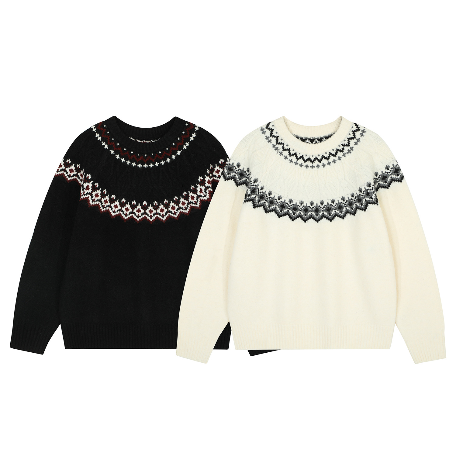 Street Style Man's Retro Round Collar Sweater