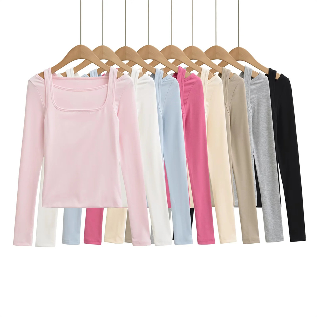 Ladies Sensual Bodycon Solid Long Sleeve Tee