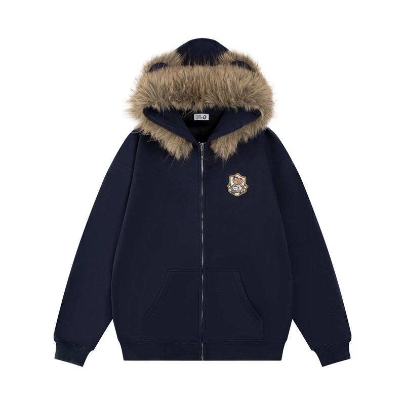 Oversized Streetwear Teddy Letter Print Cotton Hoodie