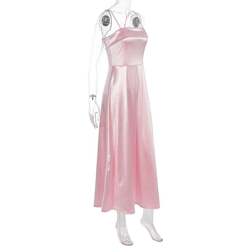 Satin suspender evening dress fashion dress