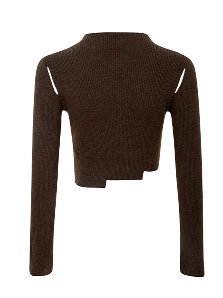 Wool Blend Fitted Crew Sweater