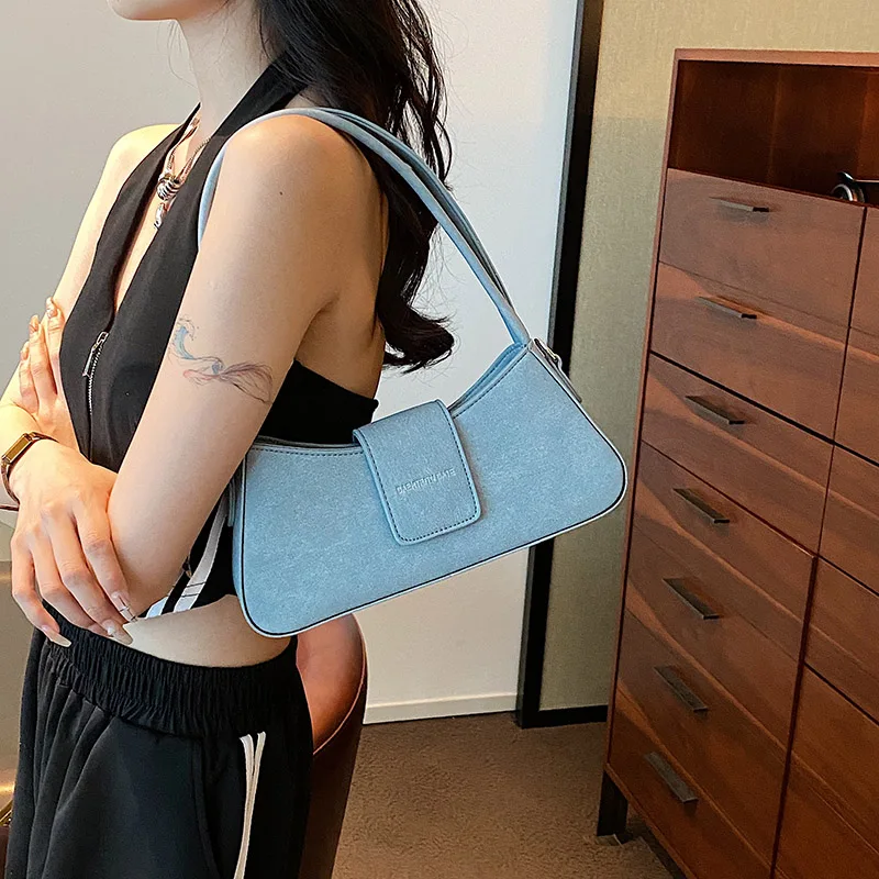 Small PU Leather Underarm Shoulder Bags for Women Designer Fashion Handbags Trend Ladies Solid Color Crossbody Bag