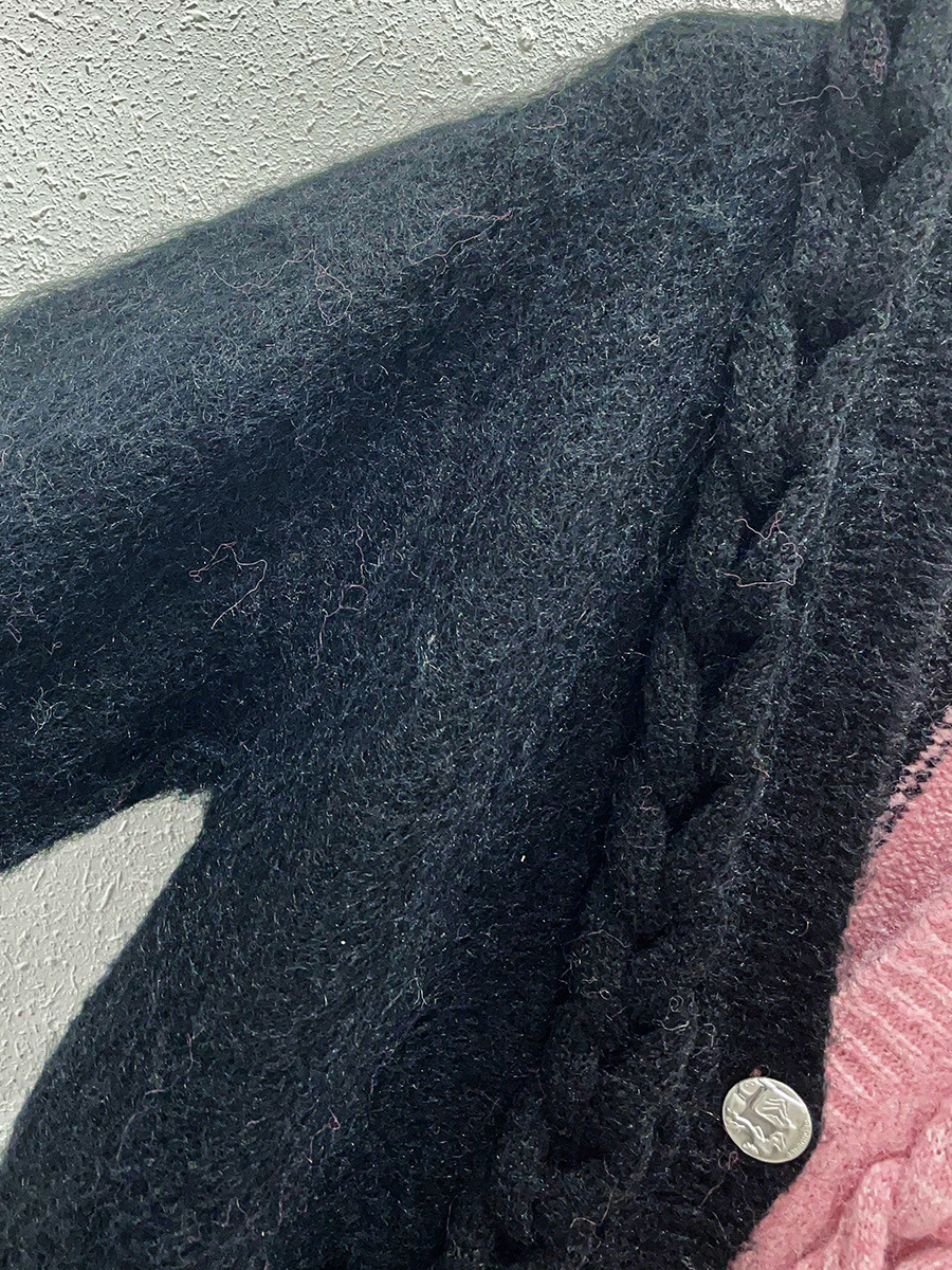 Ladies Colorblock Chunky Oversized Knitted Cardigan