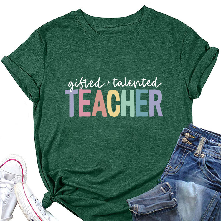 Ladies Geometric Print Crew Neck T-shirt