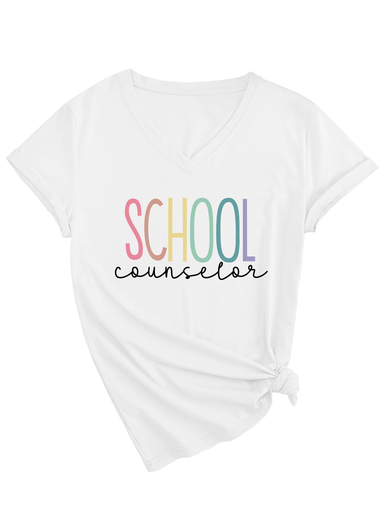 Ladies V-Neck Geometric Print Tee
