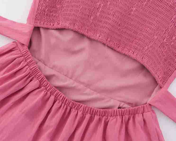 Square Neck Strapless Dress Waist-Cinching Short Skirt