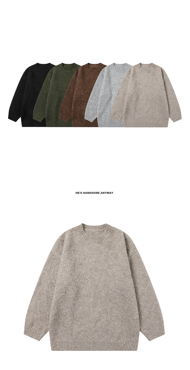 Japanese Workwear Plain Crewneck Knit Sweater