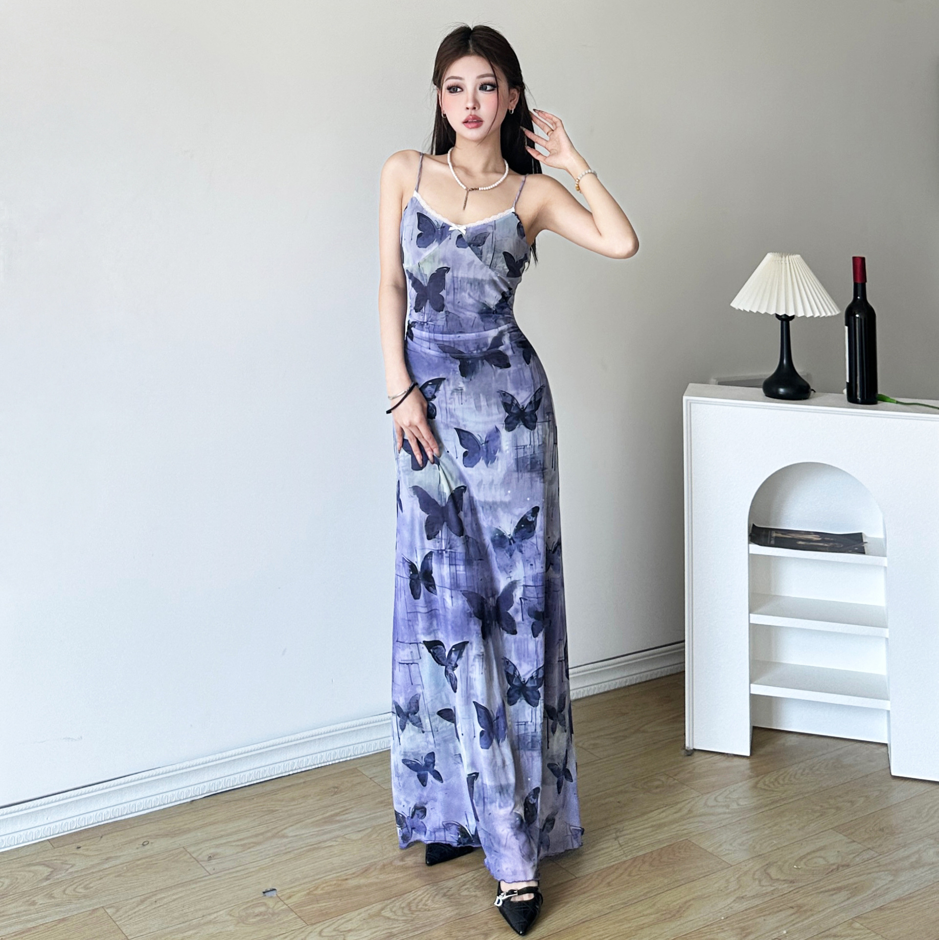 Sophisticated Plunging Sleeveless Long Dress