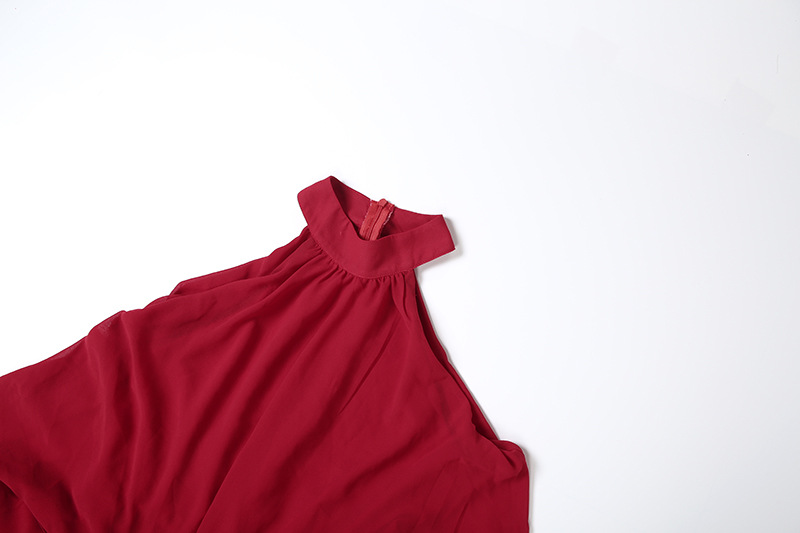 Sleeveless Scarlet Tie Neck Long Dress